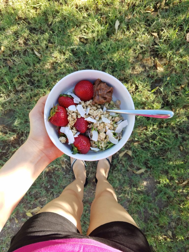 zucchini stovetop oatmeal with toppings