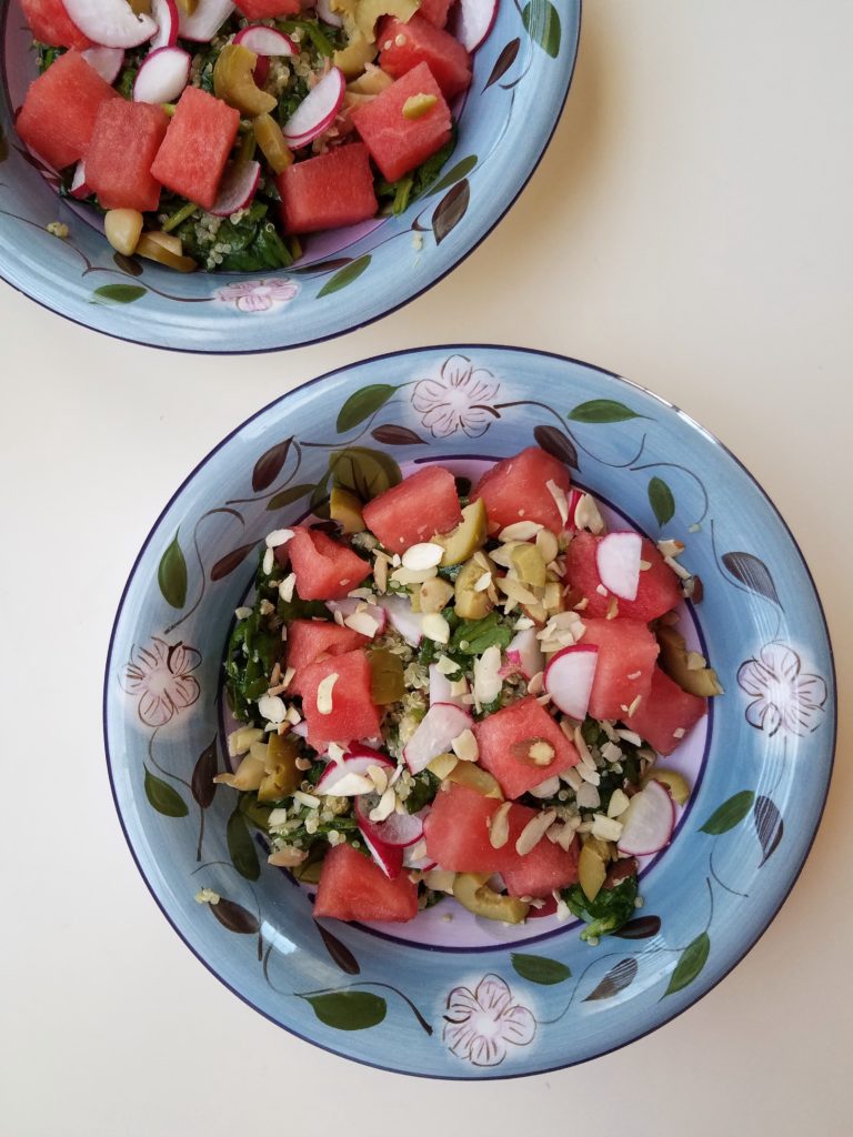 watermelon spinach salad