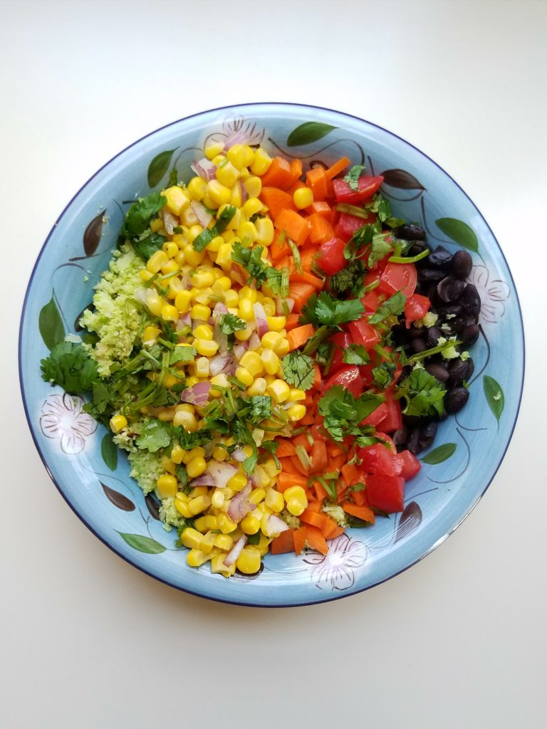 a healthy lifestyle cauliflower rice burrito bowl