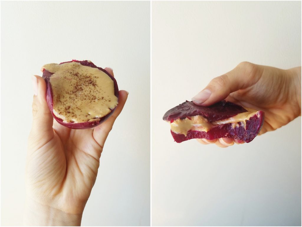 quick beet snack with peanut butter