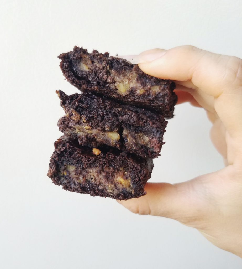 vegan pb cookie dough stuffed brownies