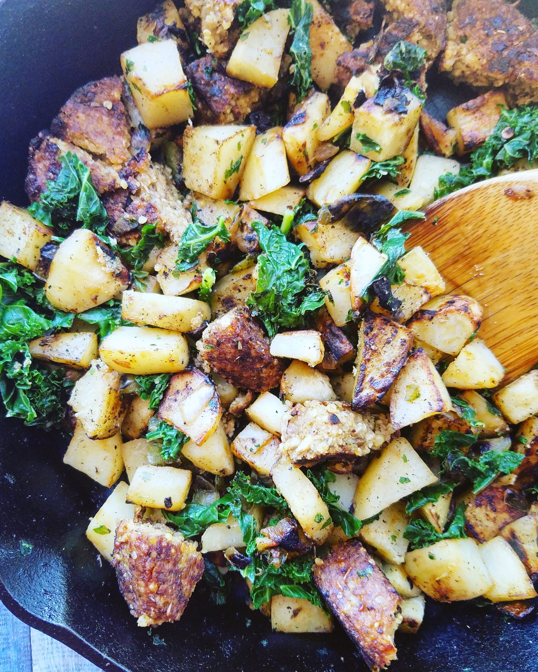 veggie sausage and country potatoes