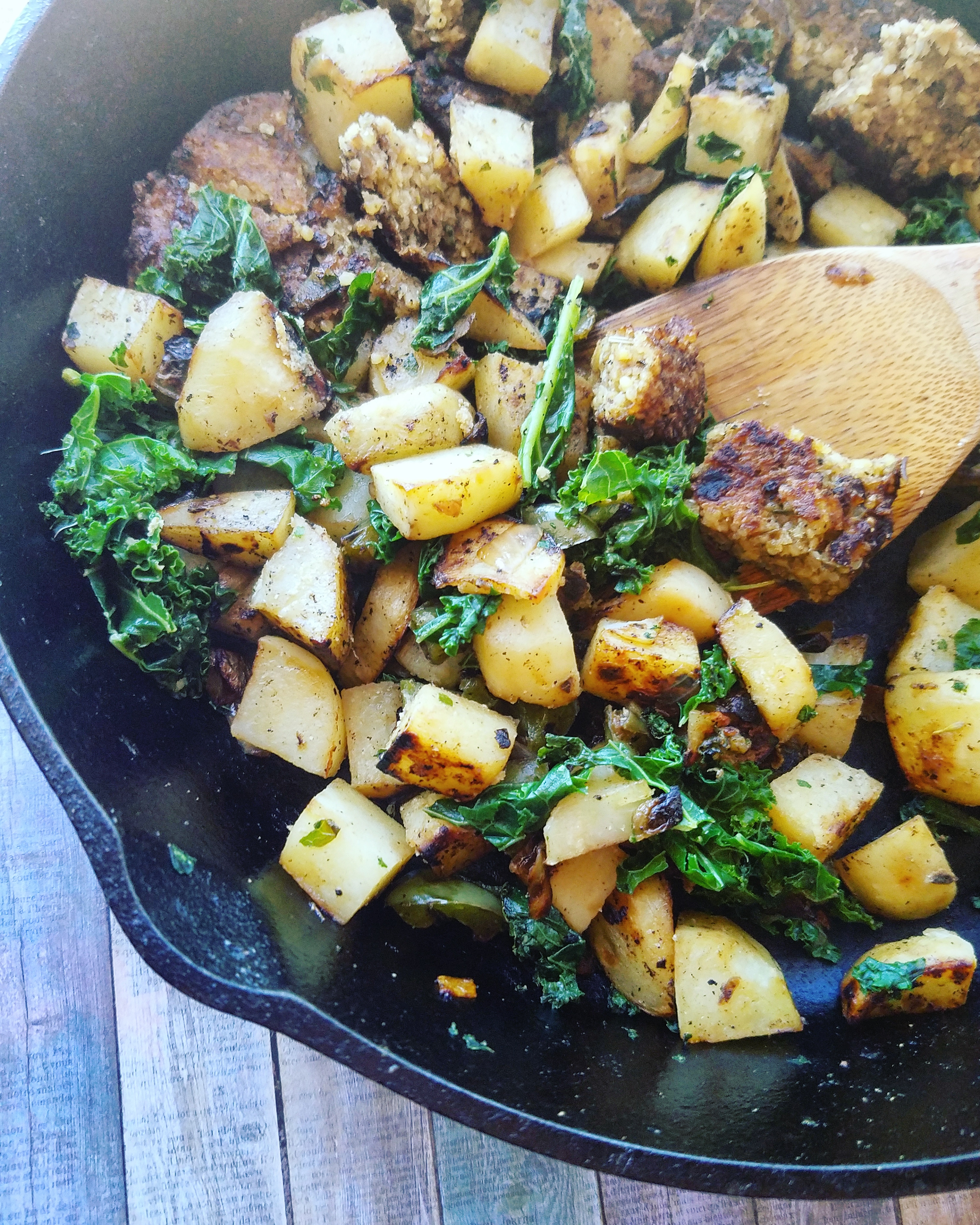 veggie sausage and country potatoes